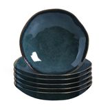 Jogo Pratos Fundos Cerâmica Stoneware Orgânico Oceano 6