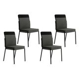 Cadeira De Cozinha Duo 1739 Kit 4 Uni Preto Grafite Preto