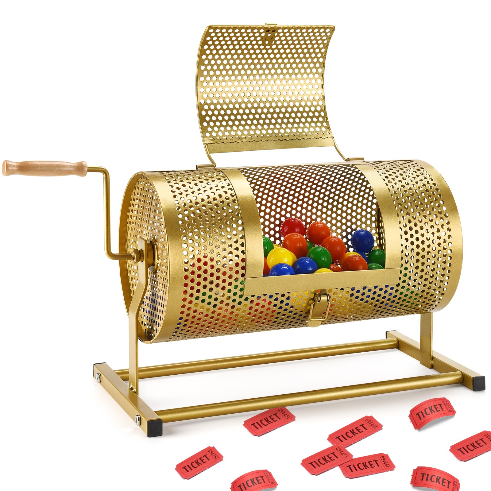 Raffle Drum Augfir Raffle Ticket Spinner Cage Com Alça De Madeira