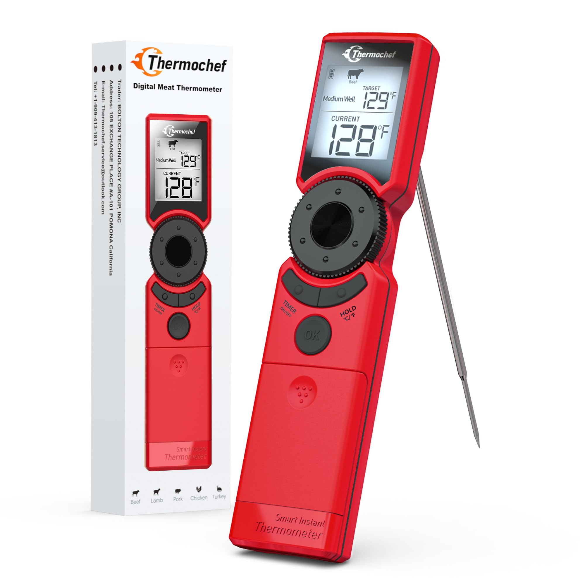 Tela Lcd De Leitura Instantânea Digital Para Termômetro De Carne Thermochef