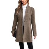 Jaqueta De Lã Blazer Chartou, Casaco De Inverno Feminino, Cáqui Escuro