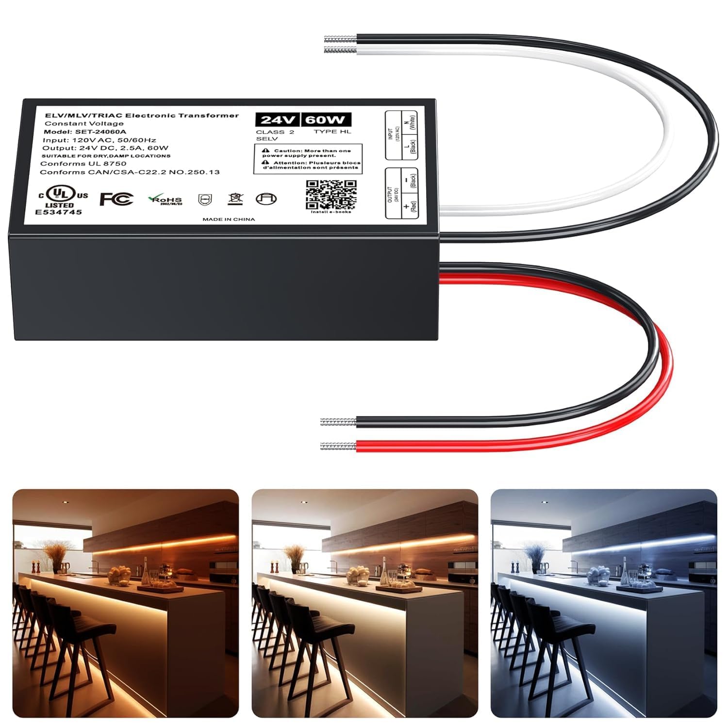 Driver De Led B4u 60w 24v Regulável À Prova D'água Para Ambientes Internos/externos