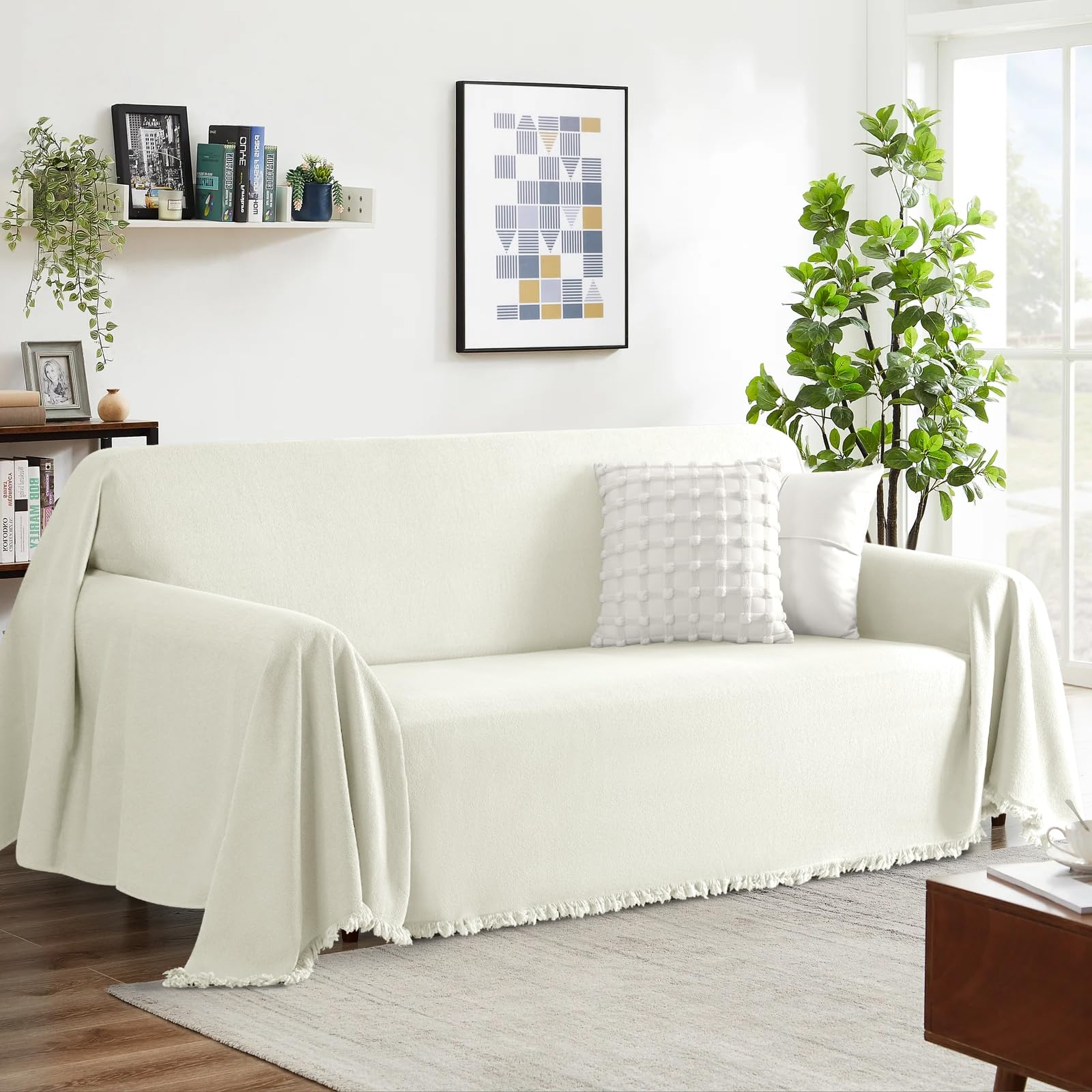 Capa De Sofá: Sofá Secional Taococo, 3 Almofadas, Marfim, 180x340cm