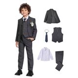 Conjunto De Espinha De Peixe Suit Acamz Tweed, Cinza, Adequado Para Meninos, Tamanho 5