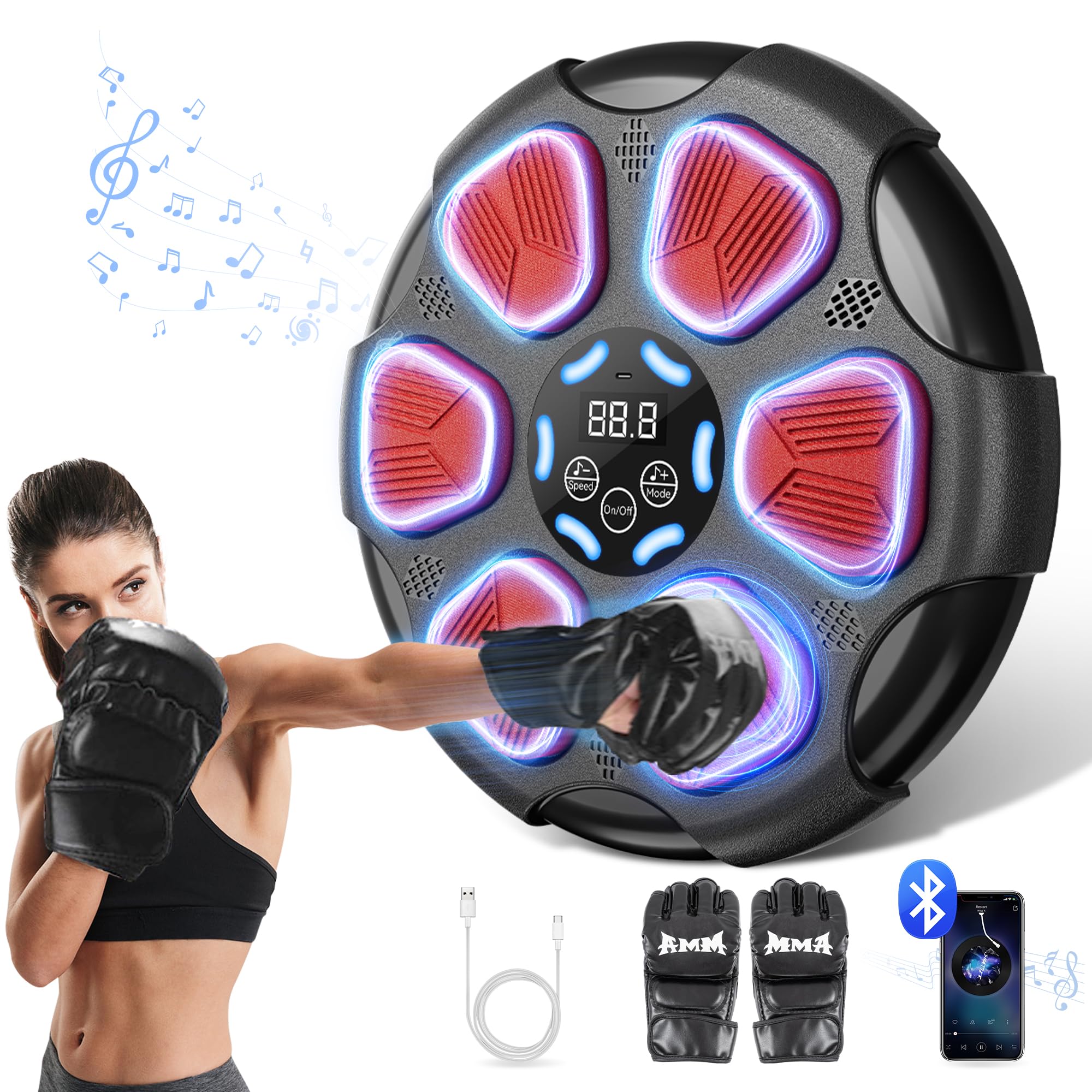 Máquina De Boxe Nicebook Music Com Luvas Bluetooth Red