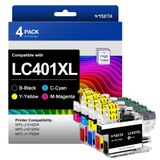 Cartuchos De Tinta Wiseta Lc401xl De Alto Rendimento Para Impressora Brother