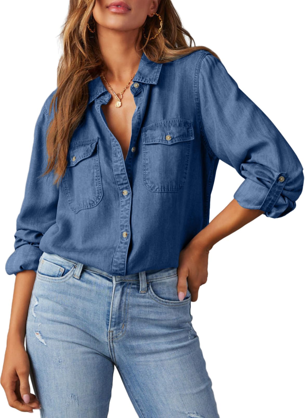 Camisa Jeans Astylish Ladies Para Mulheres Sail Blue Gg