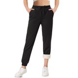 Calça De Moletom Feminina Tacvasen, Forrada Em Sherpa, Quente, Preta, Preta, S