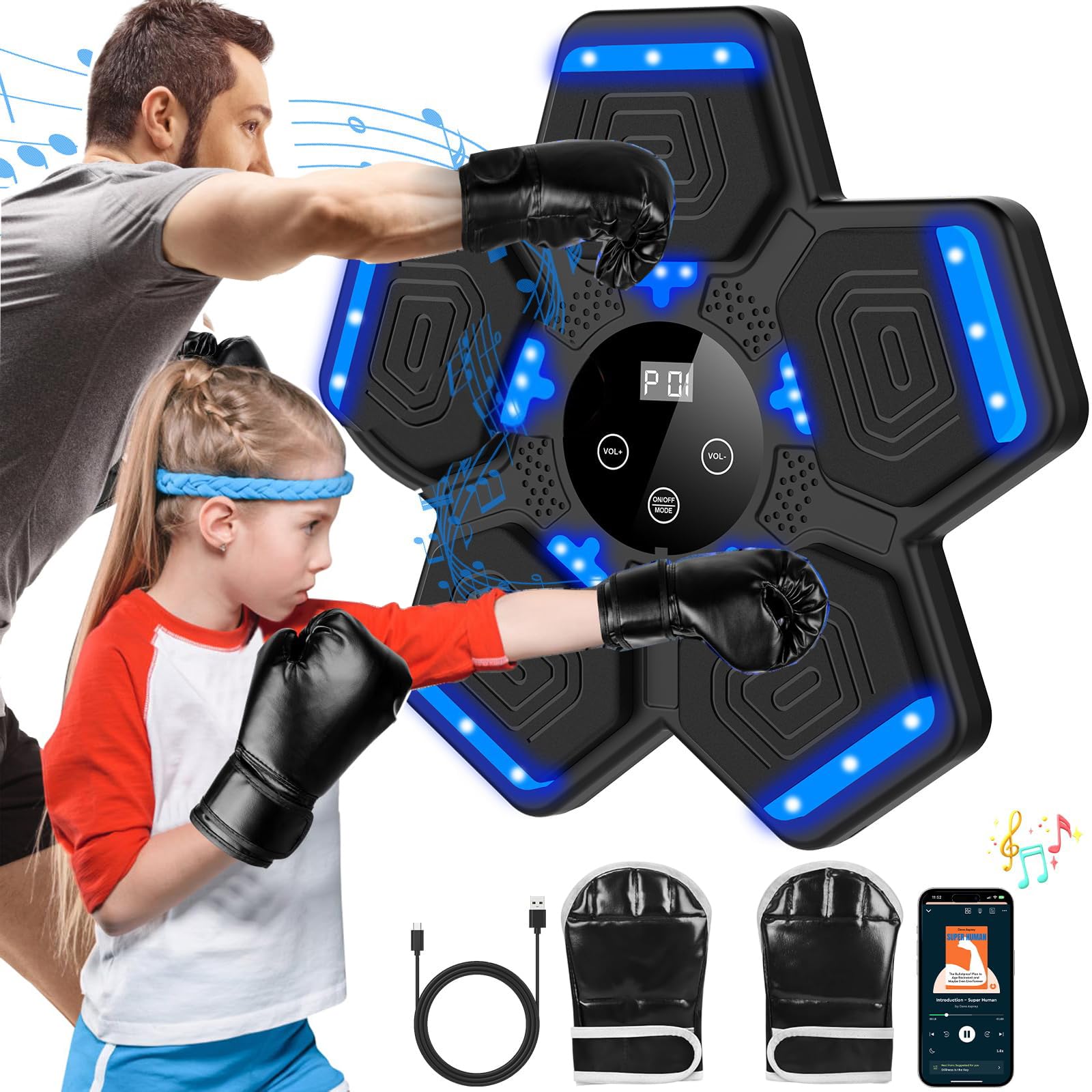 Máquina De Boxe Musical Mpbxisn Premium S6-at Com Luvas Bluetooth