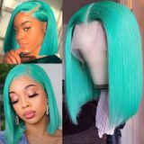 Bob Wig Benafee Lake Blue Human Hair 13x4 Hd Lace 180% De Densidade
