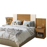 Cabeceira Para Cama Box Casal Queen 1,40m/1,60m Com Mesa De Cabeceira Freijó/Off White/Cinza Flex Araguaia Moval