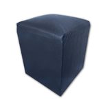 Puff Banqueta Quadrado Cubo Decorativo Courino E Suede Azul Marinho Courino