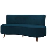 Sofá 2 Lugares Para Sala Living 135cm Pés Palito Korah K04 Veludo Azul - Mpozenato