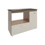 Balcão Armário Gabinete De Cozinha Para Fogão Cooktop 4 Bocas E Forno 3 Portas Alana Mobília Decor Off White