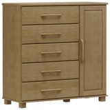 Comoda 5 Gavetas 1 Porta Madeira Maciça 125 Cm 2251 Freijo Milani Store