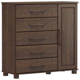 Comoda 5 Gavetas 1 Porta Madeira Maciça 125 Cm 2251 Cafe Milani Store