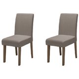 Conjunto Com 2 Cadeiras Estofada Sala de Jantar Trieste Siena Cedro / Areia Dobuê