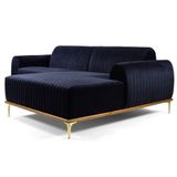 Sofá 255cm 4 Lugares Com Chaise Direito Pés Gold Molino C-287 Veludo Marinho - Domi