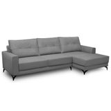 Sofá 4 Lugares Com Chaise Direito 285cm Soreh F05 Veludo Prata - Mpozenato