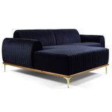 Sofá 255cm 4 Lugares Com Chaise Esquerdo Pés Gold Molino C-287 Veludo Marinho - Domi