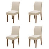 Conjunto Com 4 Cadeiras Estofada Sala de Jantar Trieste Siena Cedro / Areia Dobuê