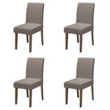 Conjunto Com 4 Cadeiras Estofada Sala de Jantar Trieste Siena Cedro / Mascavo Dobuê