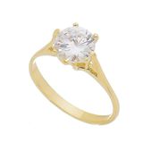 Anel Solitário Com Zircônia Grande Banhado Em Ouro 18k Tamanho:14