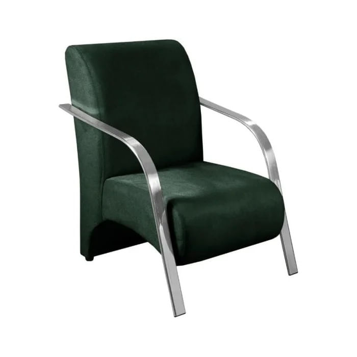 Poltrona Suede Vênus Decorativa Braço De Alumínio