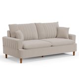 Sofá Living 3 Lugares 200cm Com Almofadas Veras D05 Boucle Bege - Mpozenato