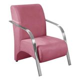 Poltrona Suede Vênus Decorativa Braço De Alumínio