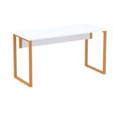 Mesa Escritório P25 Tub Pandin 134 Cm (larg) Tampo Mdp Branco Pé Aço Tubular Laranja