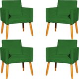 Kit 4 Poltrona Para Sala Recepção Consultório Cadeira Nina Pés Palito Verde Suede