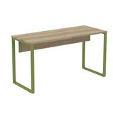 Mesa Escritório P25 Tub Pandin 150 Cm (larg) Tampo Mdp Noce Naturalle Pé Aço Tubular Branco