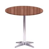 Mesa Delta Em Alumínio 75 Cm (alt) Base Em X Tampo Mdp Redondo 70 Cm (larg) X 2,50 Cm (alt) Walnut