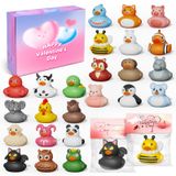 Pacote De 24 Rubber Duck Para O Dia Dos Namorados Com Cartões De Dia Dos Namorados Para Crianças