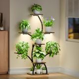 Suporte De Plantas Interno Com Luzes De Cultivo, Prateleira De 6 Camadas, 50 Suportes Pretos