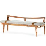 Banco Los Madeira Ozki 161 Cm Madeira Eucalipto Cedro Tecido Cinza