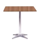 Mesa Delta Em Alumínio 75 Cm (alt) Base Em X Tampo Mdp Quadrado 70 Cm (larg) X 2,50 Cm (alt) Noce Na