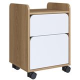 Gaveteiro Volante Flexus Artesano 40 Cm (larg) Mdp Hanover (mel) E Branco Com 2 Gavetas E Rodízios