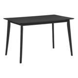 Mesa De Jantar Retangular Finlândia Rivatti 160 Cm (larg) Tampo Mdf Preto Base Madeira Seringueira