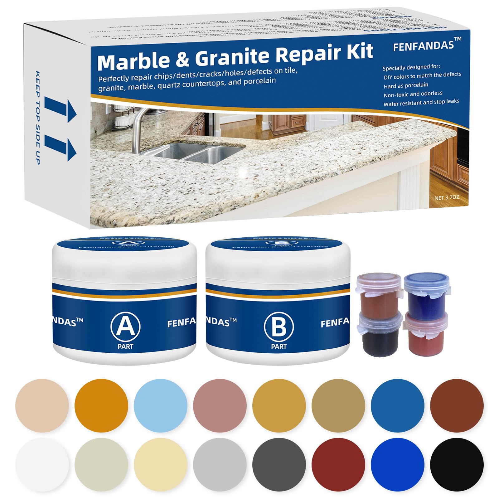 Kit De Reparo Fenfandas Para Mármore, Granito, Porcelana, Pedra