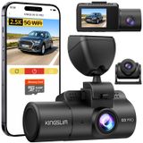 Dash Cam Kingslim De 3 Canais 5g Wifi O3pro 2.5k/1080p Com 64 Gb