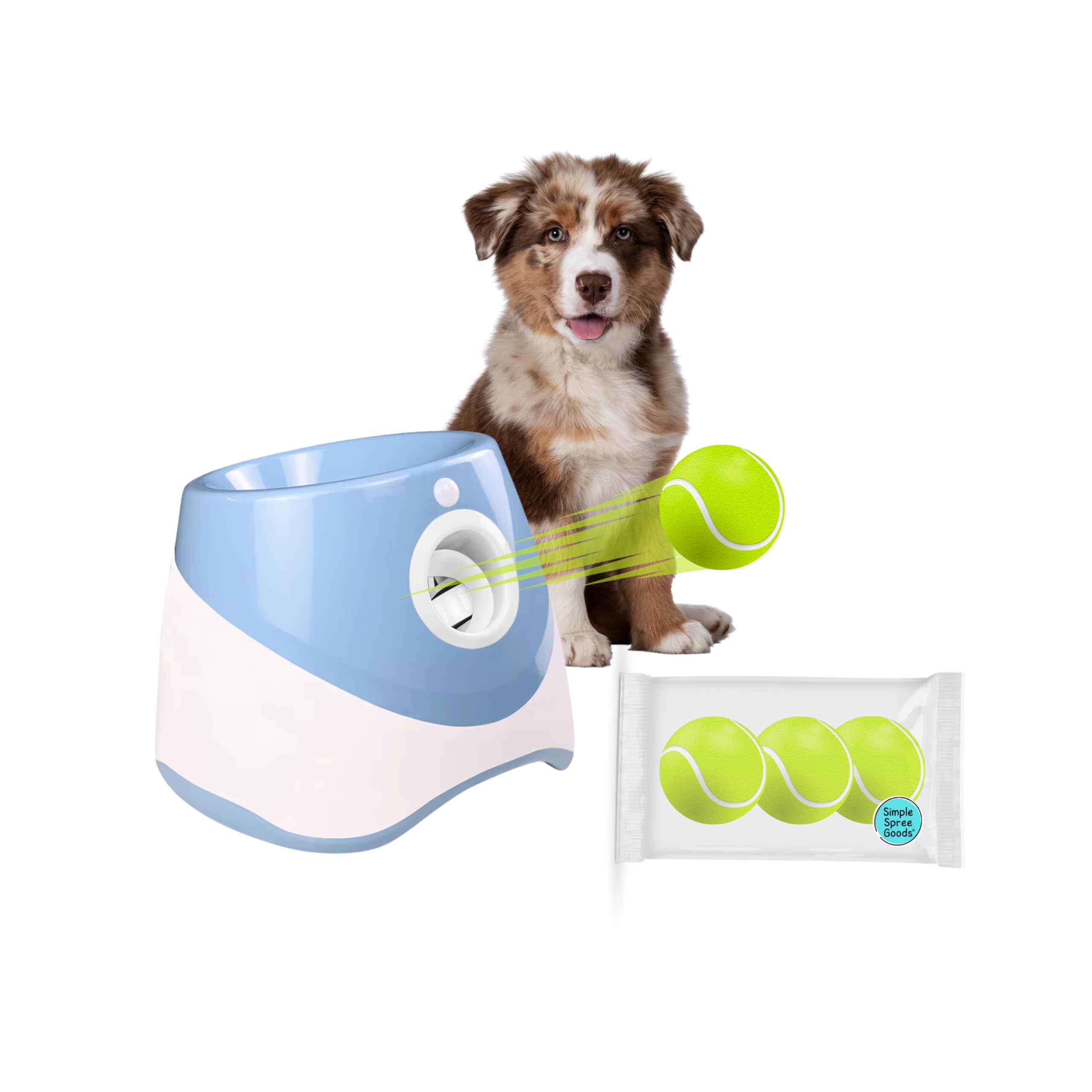 Lançador Automático De Bolas Simple Spree Goods Para Cães Pequenos E Médios Com 3 Bolas De Tênis
