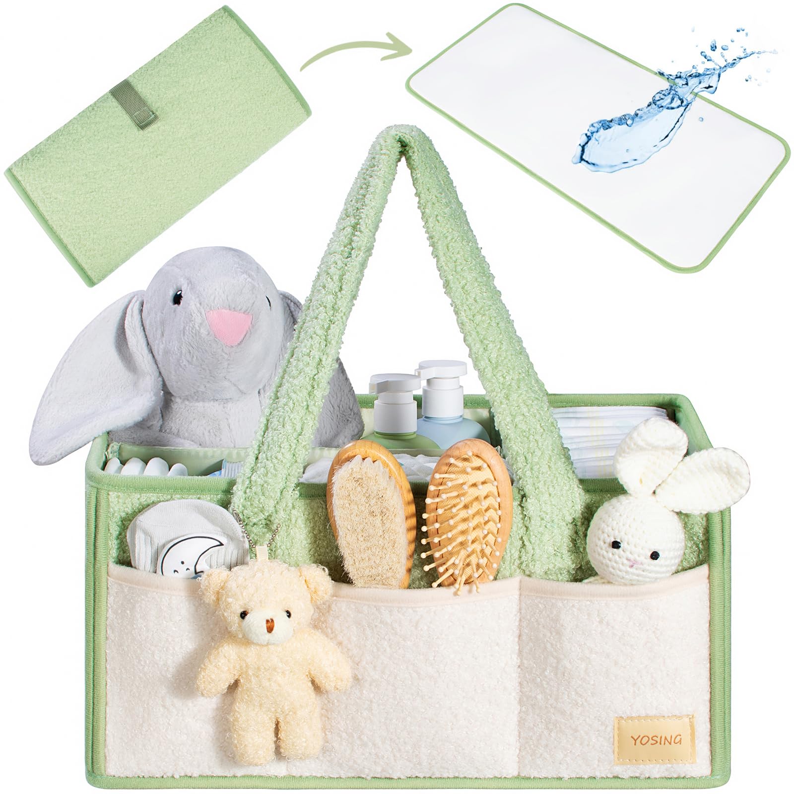 Diaper Caddy Yosing 2 Em 1 Com Trocador Para Viagens De Carro Verde