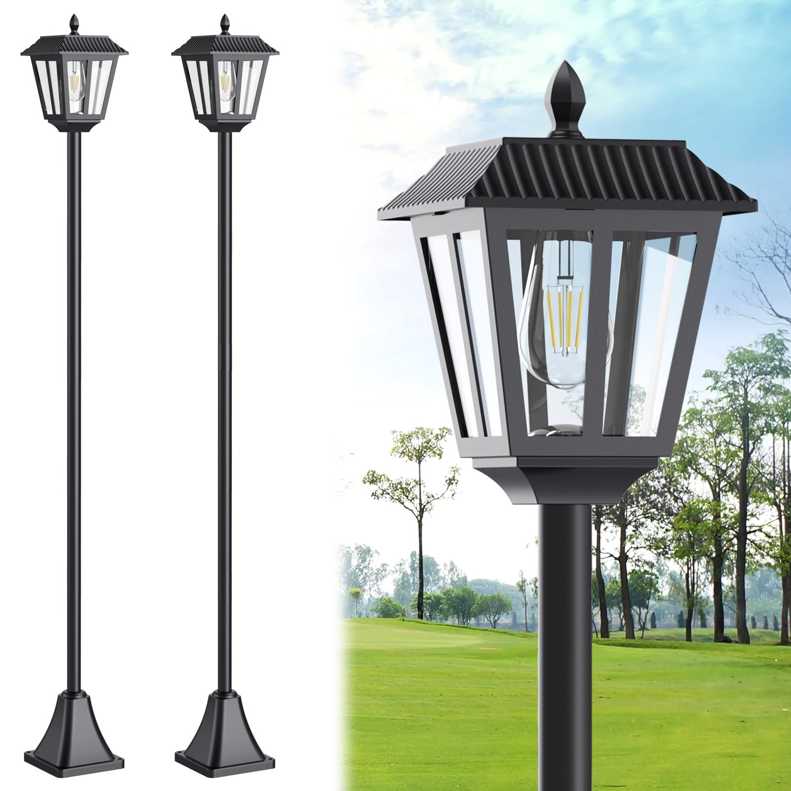 Poste De Luz Solar Lianglome 68cm 3000k Warm White 2pk