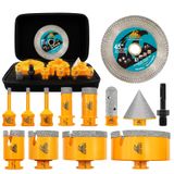 Kit De Serras Com Furo Diamond Tile Exfein 13 Unidades Com Brocas De Núcleo