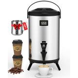 Dispensador De Bebidas Isolado Jivgdn 8l Com Suporte Prateado