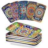 Conjunto De Pratos De Jantar Vancasso Simi Retangular De 24 Cm, Porcelana, 6 Peças