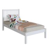 Cama De Solteiro Lucy De Madeira Maciça Com Lastro Branco