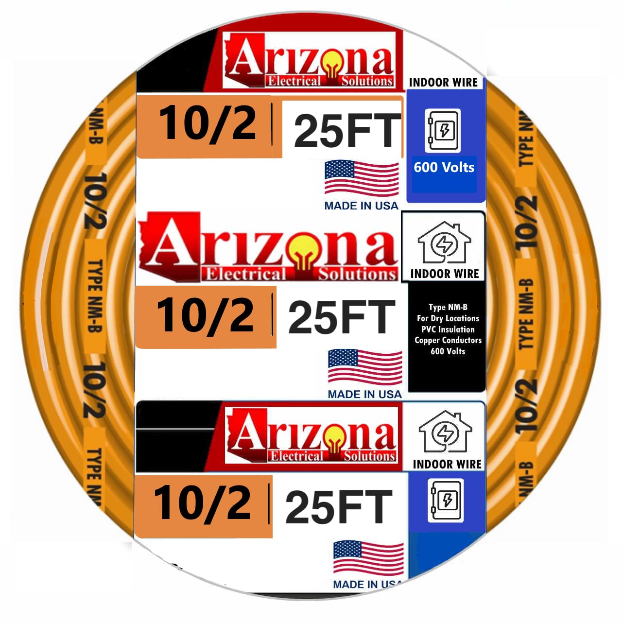 Cabo Elétrico Arizona Electrical Solutions 25 Pés 10/2 Nm-b